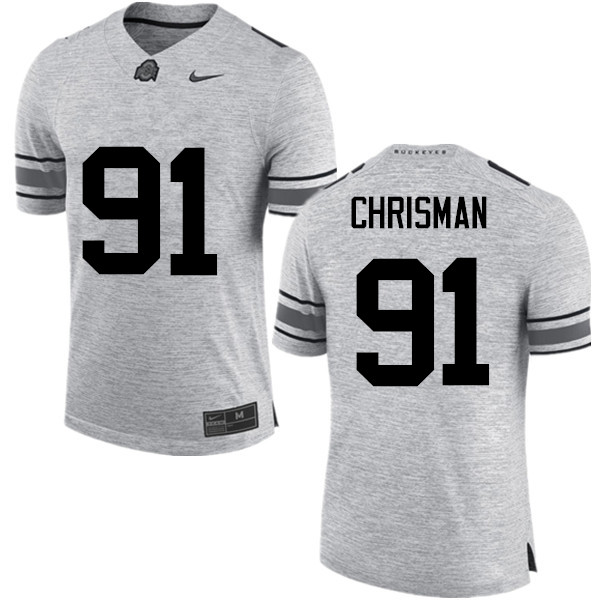 Men Ohio State Buckeyes #91 Drue Chrisman College Football Jerseys Game-Gray